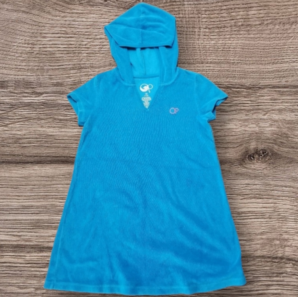 OP LITTLE GIRLS HOODED SWIM COVER UP - SIZE-M(7-8)